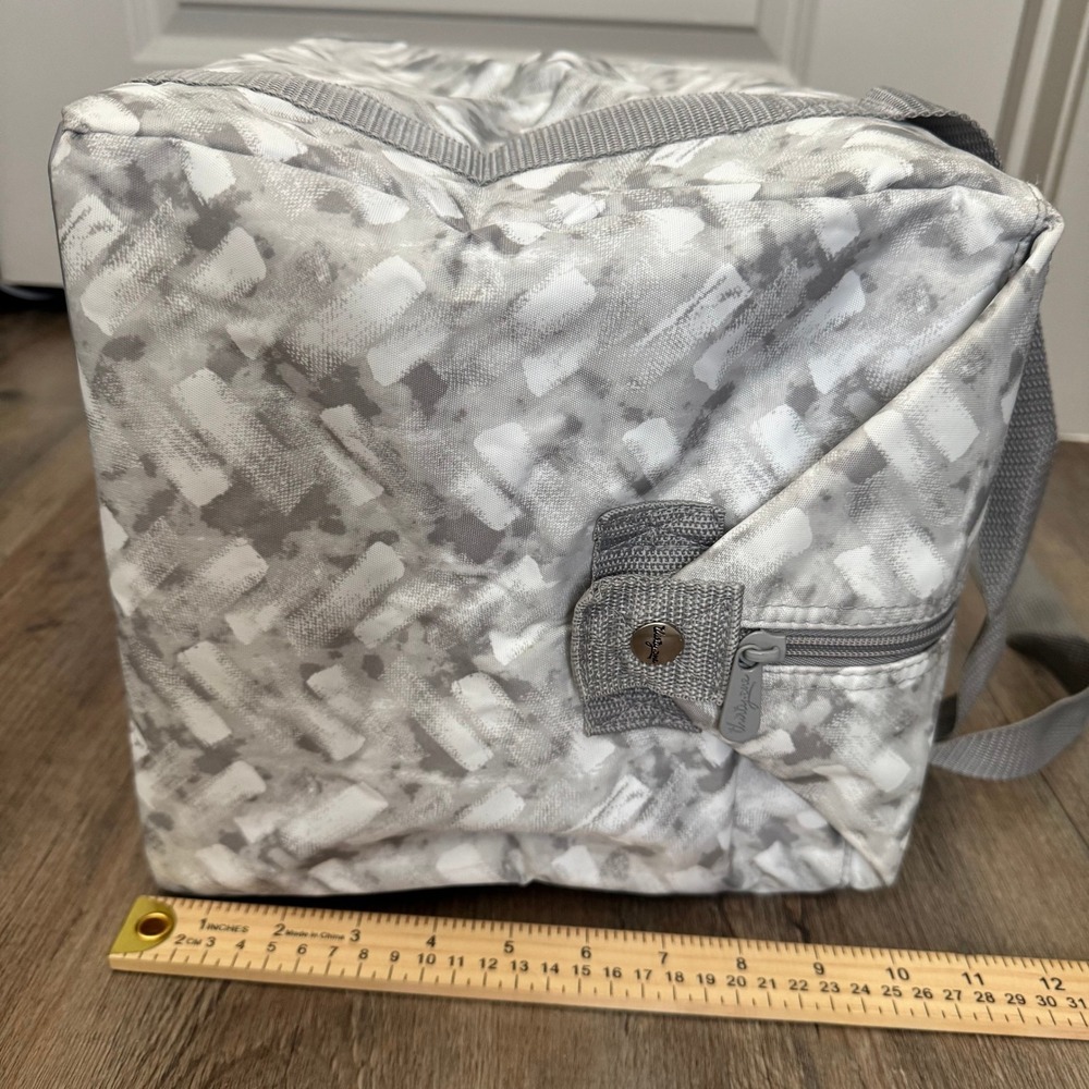 Thirty-One Fresh Market Thermal Tote Bag Gray White Brushstroke Insulated Cooler - Picture 14 of 14